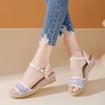 thumbnail image 2 of Summer Sloped Heel Sandals for Women Ethnic Style High Heeled Breathable Casual Dressy Footwear, 2 of 7