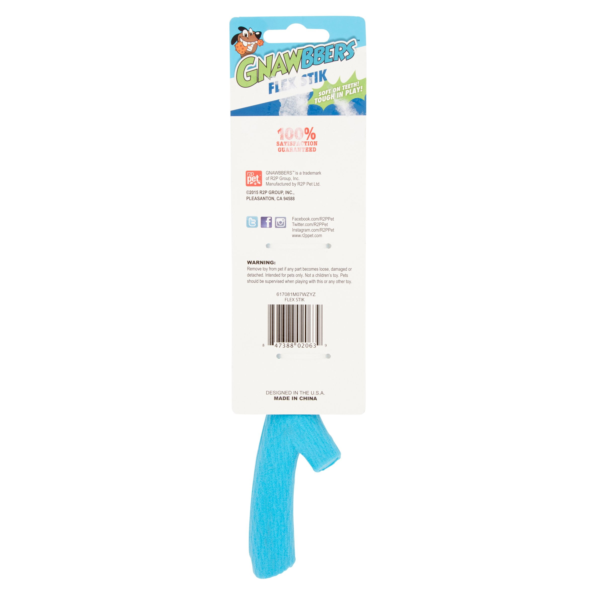 Gnawbbers Flex Stik Dog Toy Blue