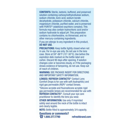 Refresh Contacts Contact Lens Comfort Drops For Use with Contact Lenses, 12 ml