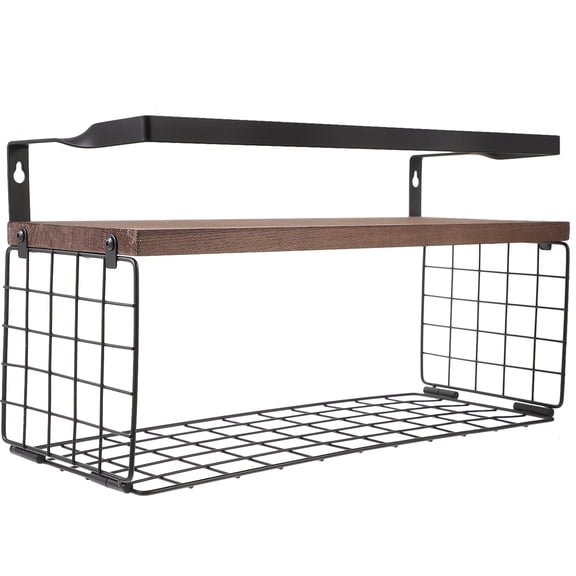 WHAMVOX Multipurpose Bathroom Wall Shelf with Storage Basket and Hanging Features