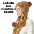 thumbnail image 4 of Women Winter Sherpa Beanie Hats Knit Ear Flaps Peruvian Cover Ears Fleece Lined Fluffy Ski Snow Hat 3 Pompoms, 4 of 5