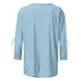thumbnail image 4 of Lenpel Women's 3/4 Sleeve Tops Plus Size Crew Neck Soft Casual T Shirts Trendy Basic Tees Loose Tunic Blouses with Bowknots(Sky Blue,X-Large), 4 of 5