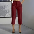 thumbnail image 2 of VBVC Women's High Waisted Pleated Capri Pants,Button Closure Cropped Dress Pants For Women,Ladies Elegant Business Office Work Slacks with Pockets,Wine,S-3XL, 2 of 10