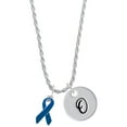 thumbnail image 1 of Delight Jewelry Silvertone Blue Ribbon Silvertone Script Initial Disc - O - Charm Necklace, 20"+3", 1 of 4