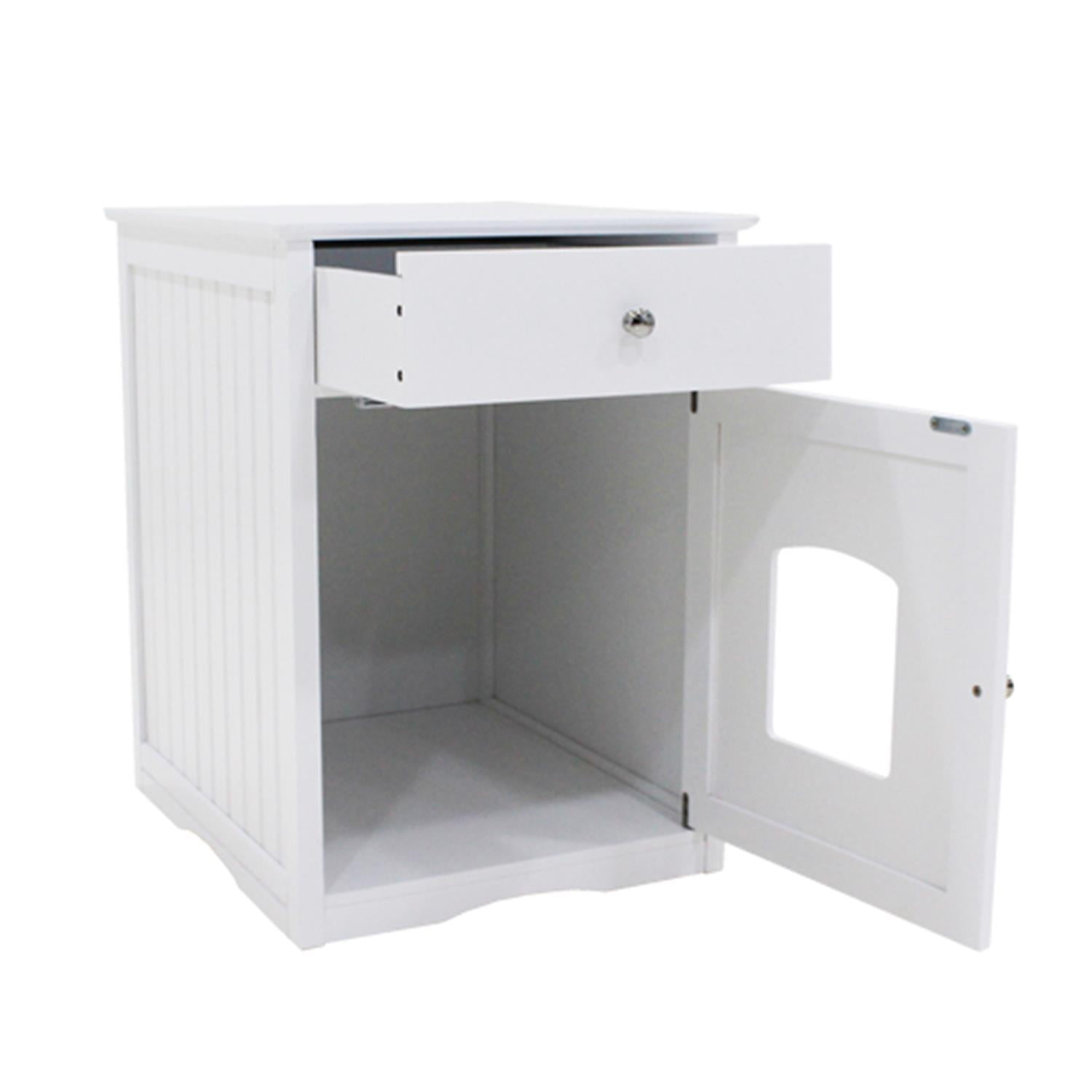 Pefilos 25" Cat Houses for Indoors, Wooden Cat Shelter Pet House, Enclosure Cat Litter Box, Hidden Toilet House, White Pefilos 25" Cat Houses for Indoors, Wooden Cat Shelter Pet House, Enclosure Cat Litter Box, Hidden Toilet House, White