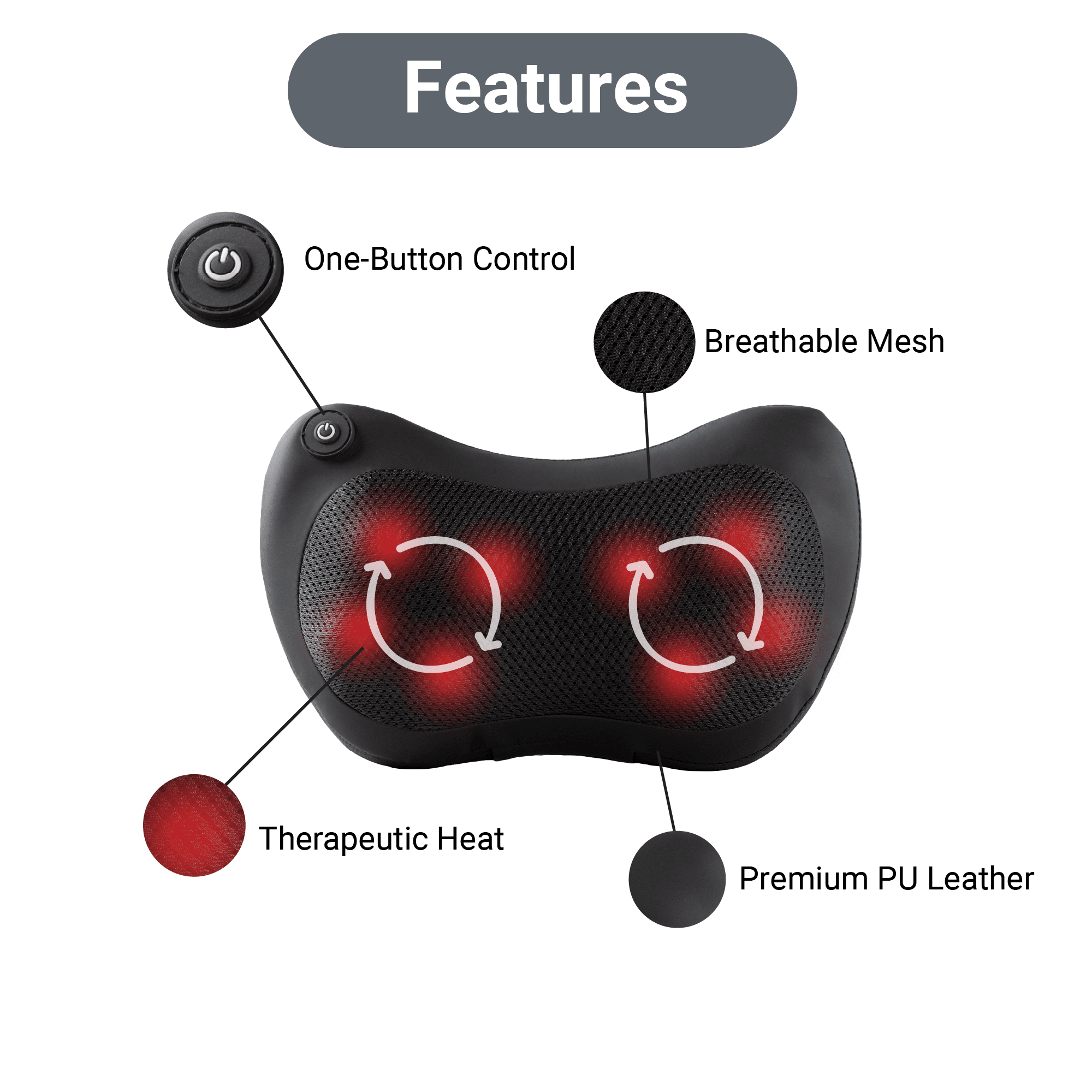 Daiwa Felicity Happy Back Day Shiatsu Neck and Back Massager with Heat, 8 Kneading Nodes, Ergonomic Hands-Free Design, Portable
