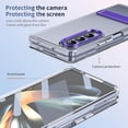 thumbnail image 4 of Clear for Samsung Galaxy Z Fold 3 Case with Kickstand, Built-in Screen Protector [Horizontal & Vertical Stand] Crystal Clear Slim Fit Anti-Yellow Scratch Resistant Shockproof Case, Purple, 4 of 13