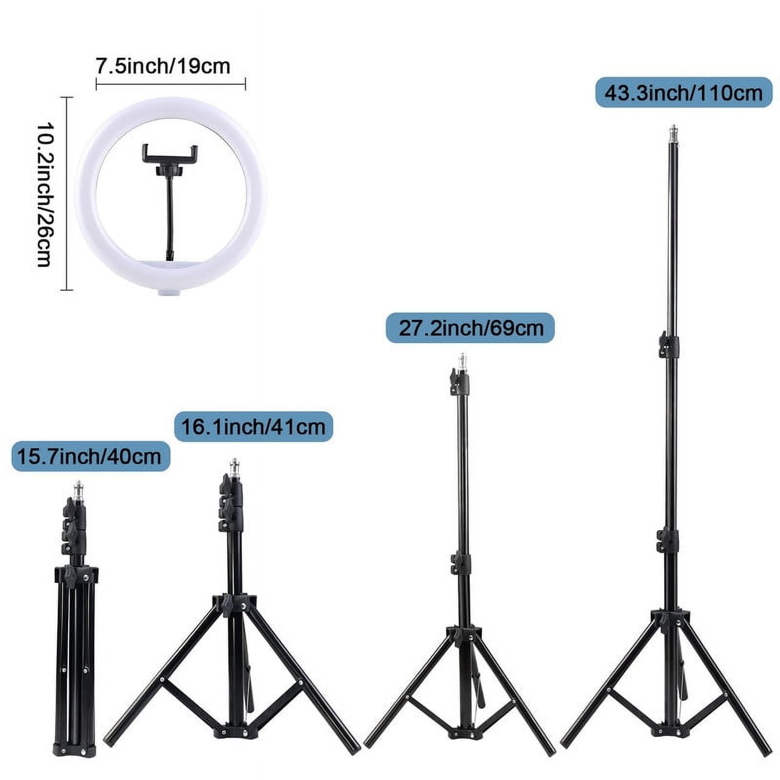 UEGOGO 10-inch Tri-Color Ring Light with a 43.3-inch Tripod and Phone Mount—an LED ring light designed specifically for selfies, perfect for TikTok and YouTube