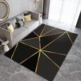 thumbnail image 2 of Black Gold Lines Stitching Geometry Area Rugs Modern Abstract Art Washable Carpet Indoor Non Slip Machine Breathable Durable Front Entrance Floor Decor 5x7 Non-slip Soft Living, 2 of 5