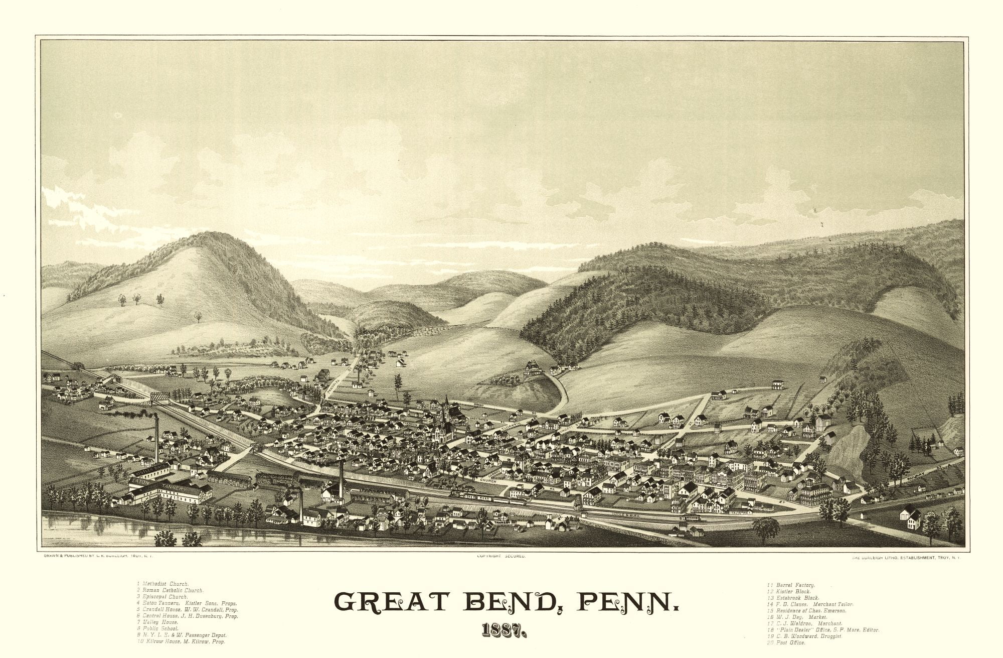 Great Bend Pennsylvania Burleigh 1887 23.00 x 35.10 Matte Canvas