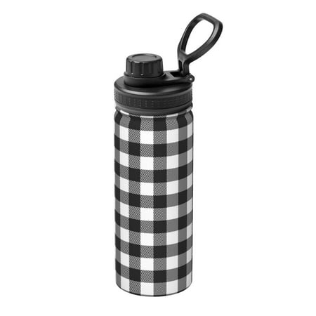 

Ocsxa Black White Plaid Print 18oz Stainless Steel Water Bottle Unisex Water Bottle Insulated Sports Water Cup Flask for Cold Water Drinks/Sports/Travel/Car/School