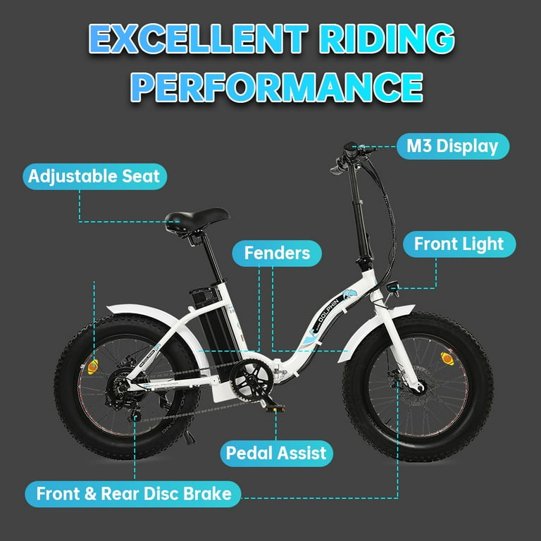 ECOTRIC 20 500W 12.5Ah Folding Electric Commuter E bike Aluminum Frame Fat Tire Foldable Pedal Assist Bicycle Walmart