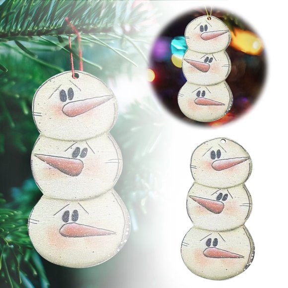 TIELUTT Interesting Snowman Face Christmas Tree Decorations Snowman Cow Swinging Car Ornament Stained Glass Window Person Picture on String Book Lovers Stained Glass Panel Christmas Decorations Kitch