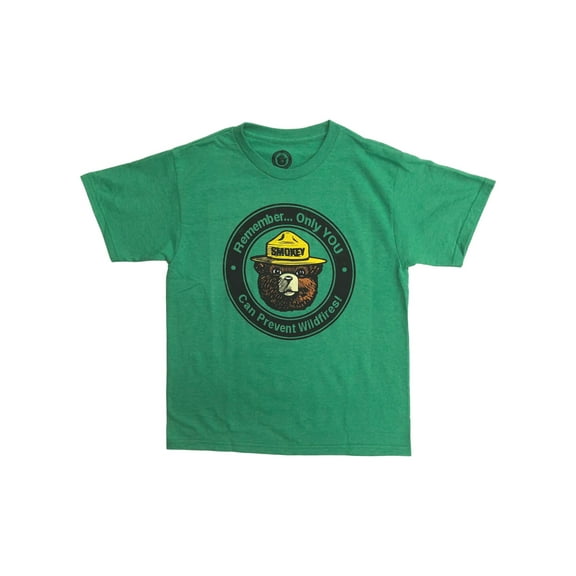 Smokey The Bear Boys Green Short Sleeve Prevent Forest Fires T-Shirt Tee Small