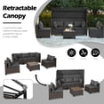 thumbnail image 3 of Haverchair Rattan Patio Furniture Set 6 Pieces with Retractable Canopy Wicker Sectional Sofa Set Daybed Outdoor Furniture Set with Adjustable Backrest and Cushions Storage Table,Gray, 3 of 9