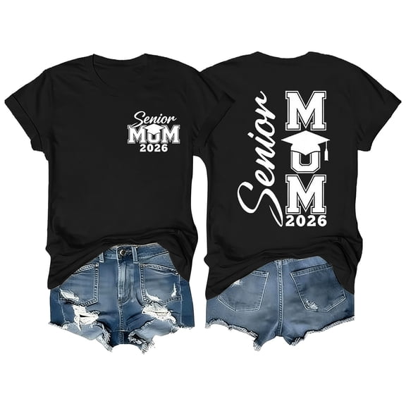 MEICHEN Graduation Gifts for Her: Crew Neck Senior Mom Shirts Class Of 2026 Graduate Short Sleeve Tshirt Funny Graphic Tees Tops Womens Spring Summer Tops