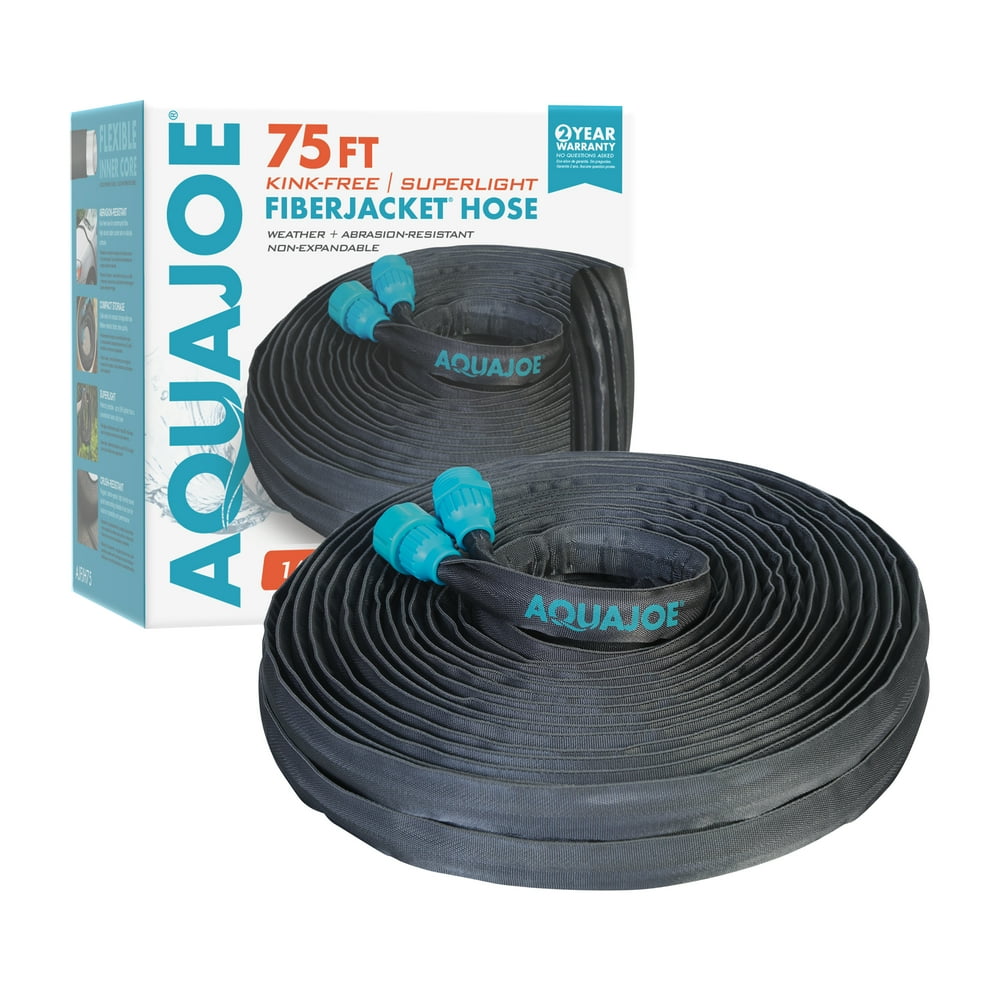 Aqua Joe AJFJH75 Ultra Flexible Kink Free Fiberjacket Garden Hose 75