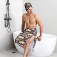 thumbnail image 6 of Colevkie Men's Soft Absorbent Bath Skirt & Towel 2 Pieces Set Adjustable Lightweight Beach Towel Shower Skirt Bath Wrap Set for Bathroom Home Sauna Hotel Printed Skulls Pattern, 6 of 7