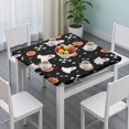 thumbnail image 3 of Happy Halloween Table Cover with Elastic Edge Wrinkle Resistant Washable Evil Pumpkin Ghost Square Table Covers Tablecloth for Halloween Party Decoration (34x34in), 3 of 6