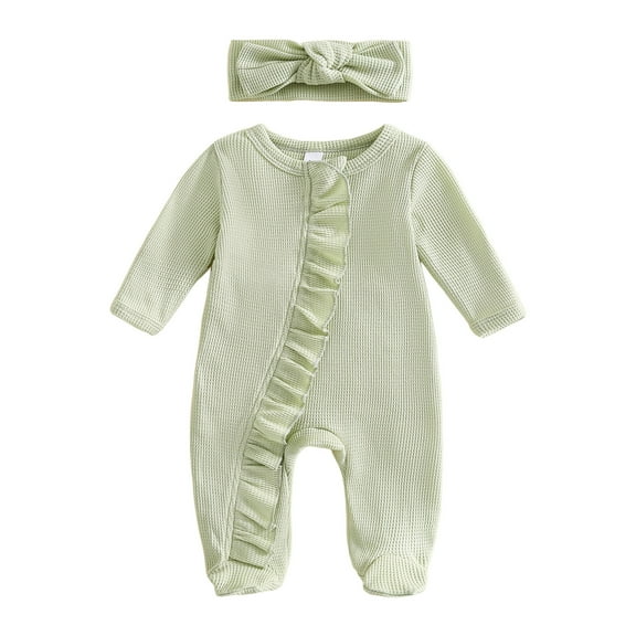 Zshosam Fall Baby Boy Clothes Unisex Footless Newborn Baby Sleepers Pajamas Romper Boys Girls Long Sleeve Size Newborn,(Green Newborn)