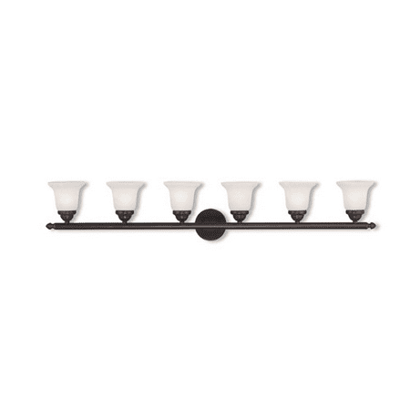 

Bathroom Vanity 6 Light With White Alabaster Glass Bronze size 48 in 600 Watts - World of Crystal