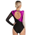 thumbnail image 2 of Xnihocha Women Long Sleeve Keyhole Back Gymnastics Leotard Ballet Bodysuit Stage Performance Hot Pink M, 2 of 7