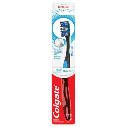 Colgate 360 Advanced Floss-Tip Bristles Toothbrush  Medium (Pack of 10)