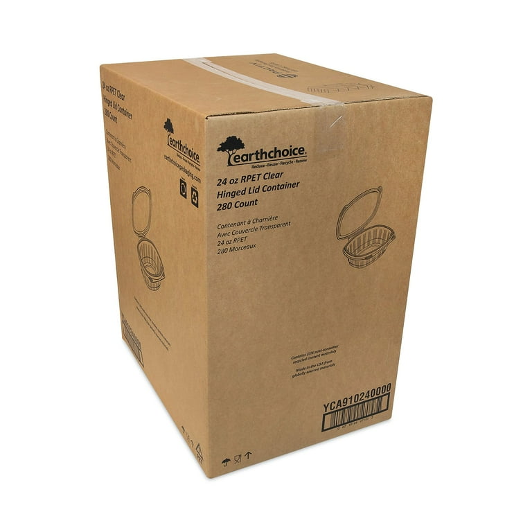 EarthChoice Recycled PET Hinged Container, 24 oz, 7.38 x 5.88 x 2.38, Clear, Plastic, 280/Carton EarthChoice Recycled PET Hinged Container, 24 oz, 7.38 x 5.88 x 2.38, Clear, Plastic, 280/Carton