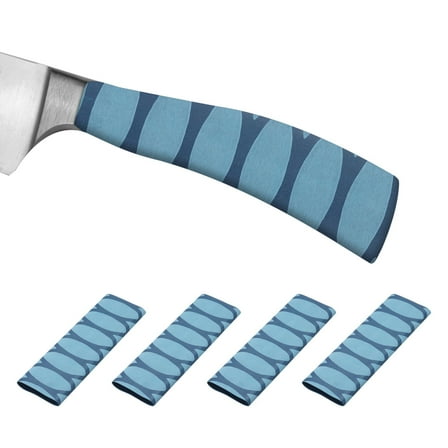 Uxcell Cutting Knife Handle Heat Shrink Sleeve 2.2"x4.9" Chef Cutter Non Slip Wrap, Blue Oval Pattern, 4 Pack