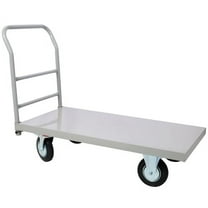 Heavy Duty Flatbed Cart 24"x48" - 2000Lb Capacity Steel Platform Truck with 8" Casters (2 Straight/2 Swivel) & Removable Handle, Gray - Ideal for Warehouse/Moving