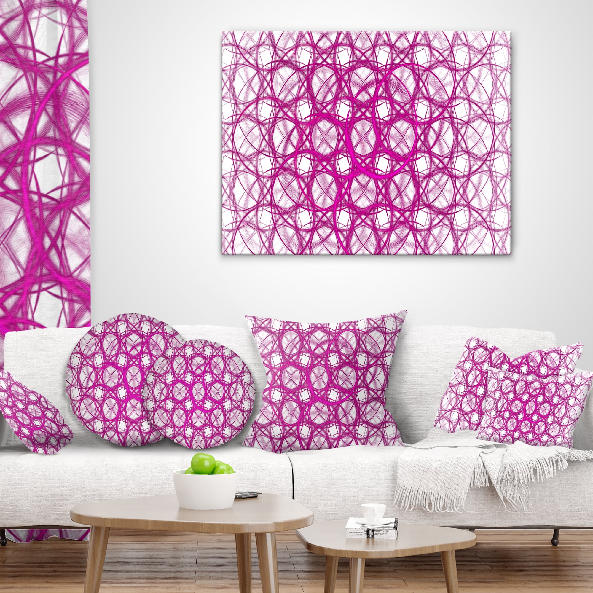 Designart Pink Unusual Metal Grill - Abstract Throw Pillow - 16x16