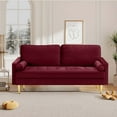 thumbnail image 2 of LiangFu 67" Modern Velvet Loveseat 2-Seat Sofa with Golden Frosted Legs Mid Century Sofa Compact Love Seat with 2 Pillows for Livingroom, Apartment,RED, 2 of 7