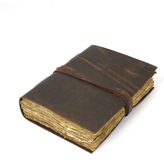 RusticVintage Leather Journal Travel Diary, Handmade Vintage Bound Notebook For Men & Women, Antique Finish, Genuine Buffalo Leather- Quality Unlined Paper Notes, Art Sketchbook, 7X5 Inches, Brown
