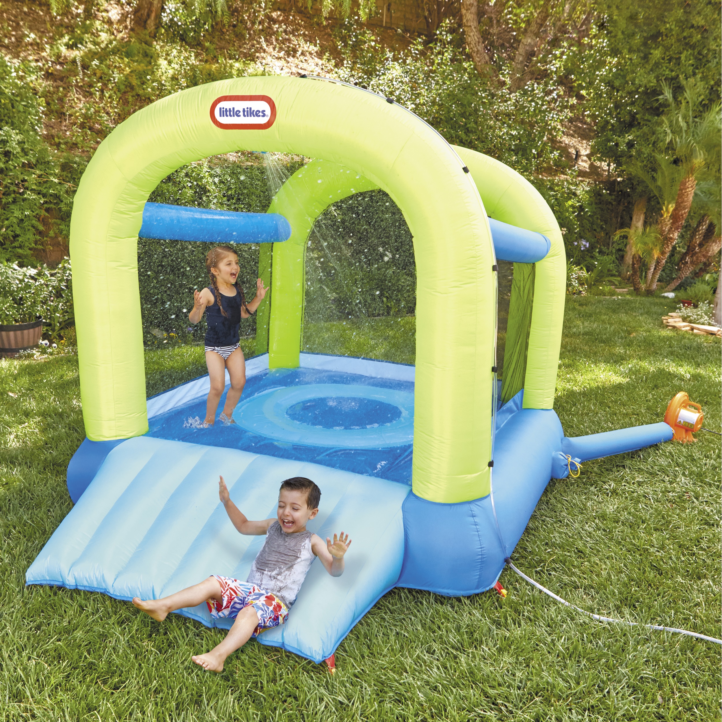 Little Tikes Splash n' Spray Outdoor Indoor 2-in-1 Inflatable Bounce House with Slide, Water Spray and Blower, Fits 2 Kids, Backyard Toy For Boys Girls Ages 3-8 Years - image 5 of 7