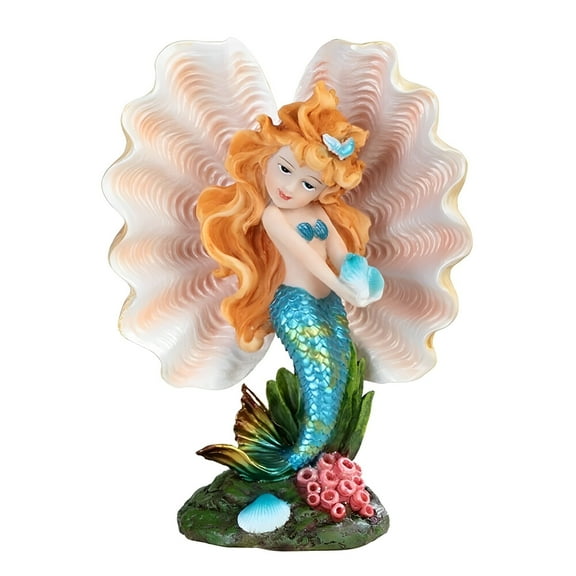 FC Design 6.75"H Blue Tailed Youth Mermaid Girl in Ocean Shell Mergirl Figurine Statue Sculpture Ornament Decoration Home/Room Decor and Unique Gift Ideas for Housewarming, Holidays and Birthdays