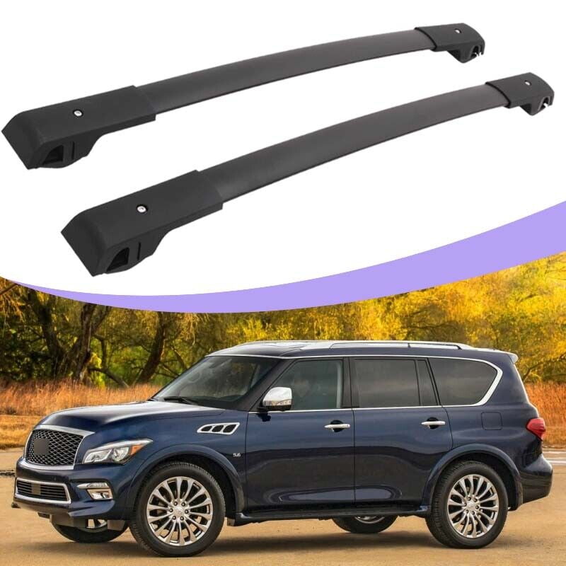NIXFACE Cross Bar for 20112022 Infiniti QX80 Black Baggage Roof Rack Rail Carrier
