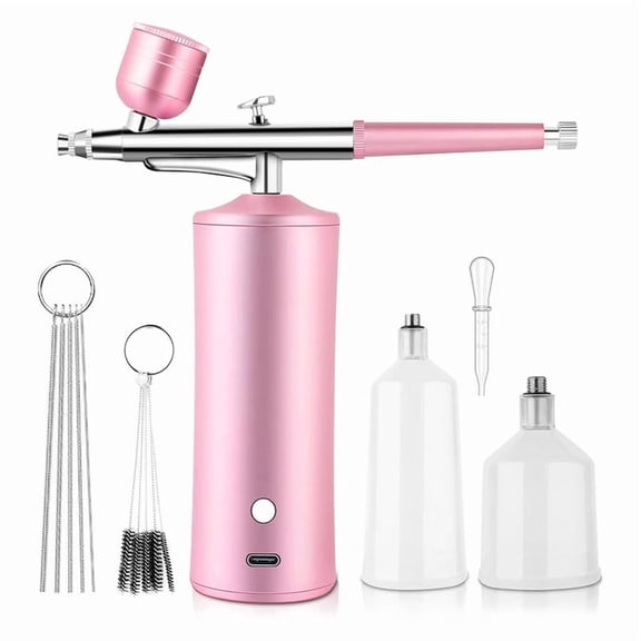 HOT! Airbrush Kit with Compressor, 0.3mm Nozzle Oxygen Syringe, for Skin Moisturizing, Nail Art, Tattoo, Painting,Makeup,Cake