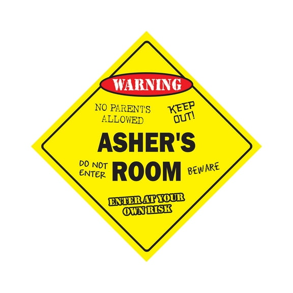 Asher's Room Sign Crossing Zone Xing | Indoor/Outdoor | 20" Tall kids bedroom decor door children's name boy girl