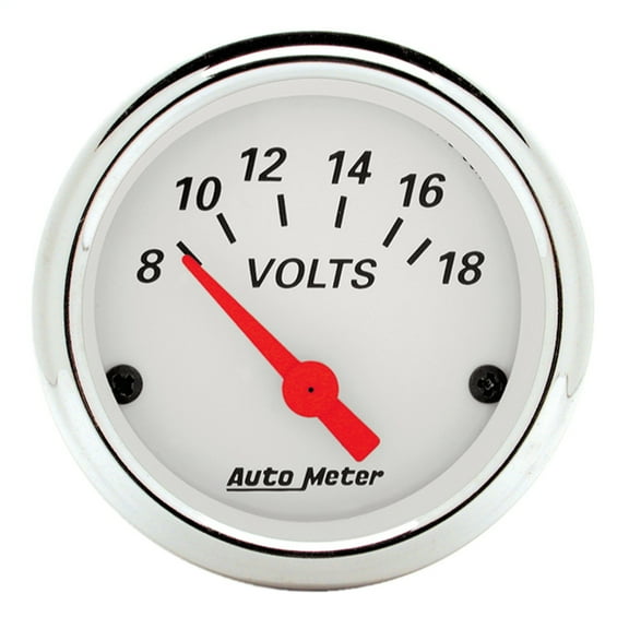 AUTO METER 1391 2IN VOLTMETER, 8-18 VOLTS ELEC, ARCTIC WHITE