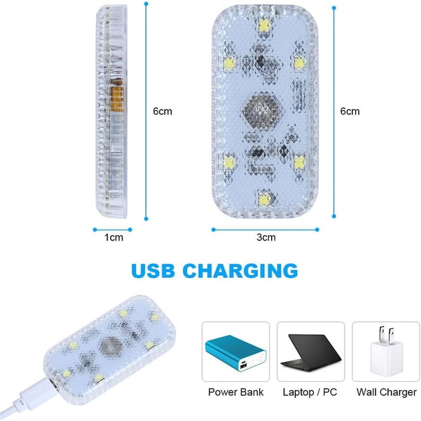 luces interiores para coche, monocromáticas, con interruptor táctil, LED inalámbrico con puerto USB para coche, camión, furgoneta, caravana, barco, remolque.