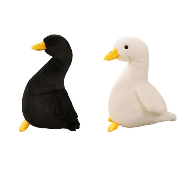 2 piezas de peluche de pato para bebé, suave, regalo de cumpleaños 30cm Blanco 30cm Negro