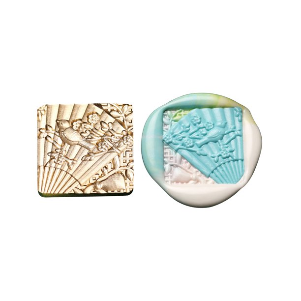 Cuadros Decorativos Sello en forma especial Cabeza de cobre Relieve 3D para tarjeta de boda (Abanico plegable) Likrtyny embutido en tela