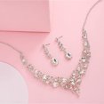 thumbnail image 4 of Conjunto de joyas para mujeres, cristal elegante, collar y pendientes - plata, 4 of 5