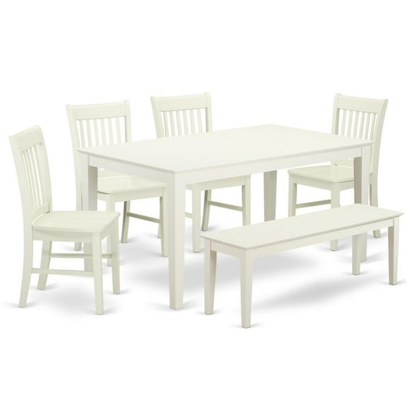 East West Furniture Dining Room Set Linen White, CANO6-LWH-W