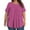 Hot Pink, variant on QUNYINEY Short Sleeve Womens Spring Tops Crew Neck Striped Casual Blouses Loose Pleated Plus Size Pullover Tops