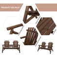 thumbnail image 3 of Wood Adirondack Patio Chair Bench with Center Coffee Table, for Lounging and Relaxing Outdoors Carbonized, 3 of 7