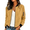thumbnail image 2 of TGSLY Women's Bomber Jackets Lightweight Elastic Cuffs Long Sleeve Zip Up Coat Loose Fit Dressy Solid Color Suede Jackets with Pockets M, 2 of 8