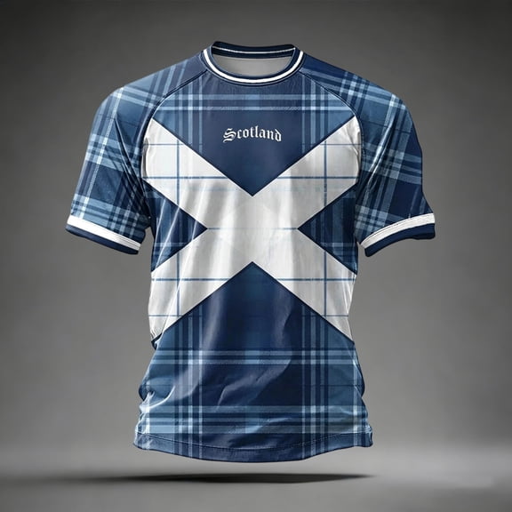 Men Soccer T-Shirt Jersey Tops Scotland Crewneck Short Sleeve Tee Shirts Casual Soft Fashion Dressy Blouses XL