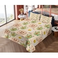 thumbnail image 4 of Ambesonne Food Emoji Fitted & Top Sheet Set with Sham, Avocado Toast Characters, Champagne Mustard and Ivory, 4 of 5
