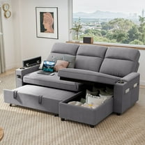 Dextrus L-Shaped Sofa Bed, Convertible Sleeper Sofa Couch with Adjustable Backrest for Home Furniture, Gray